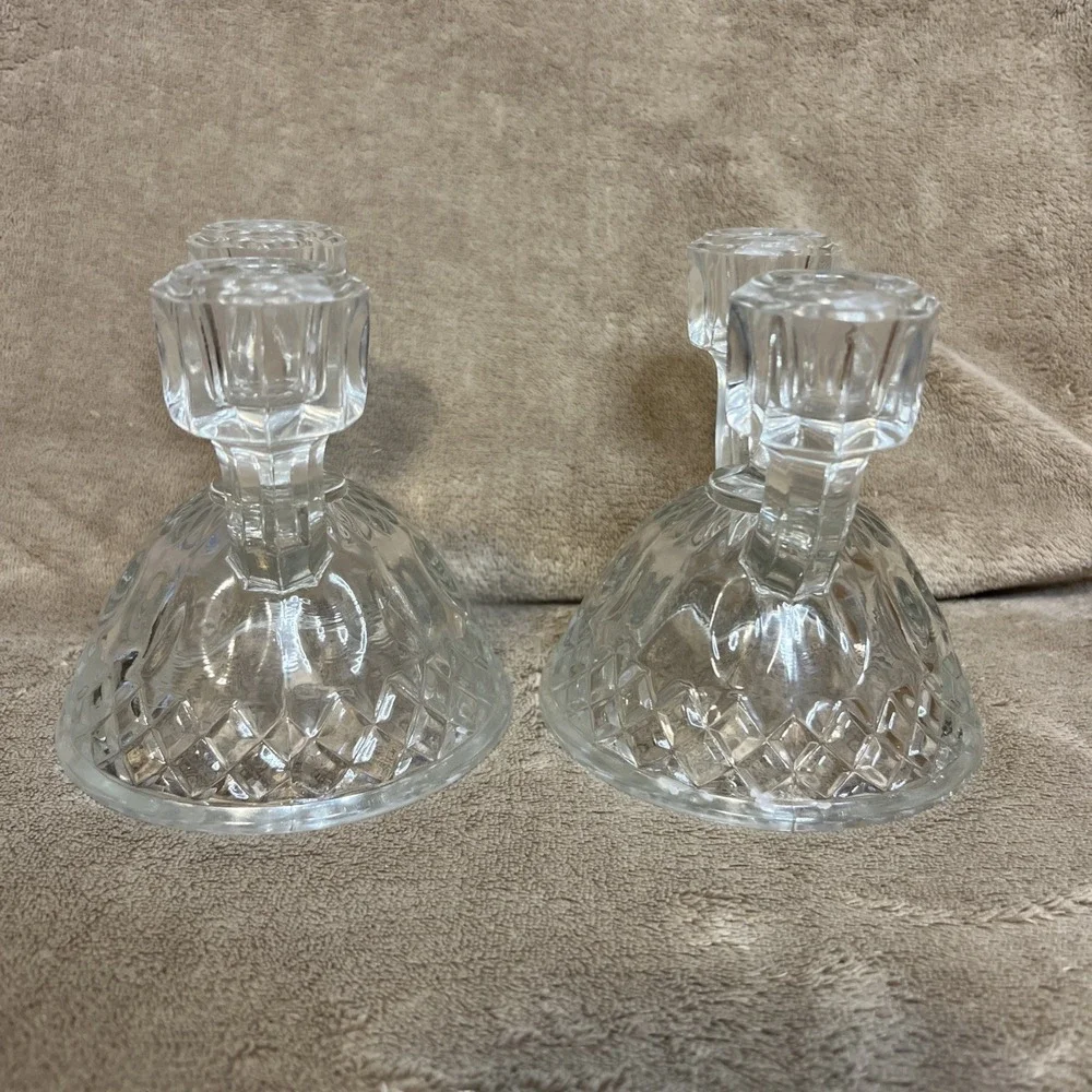 Pair (2) Imperial Glass Double‎ Candlestick Holders Tradition Pattern Stem #165